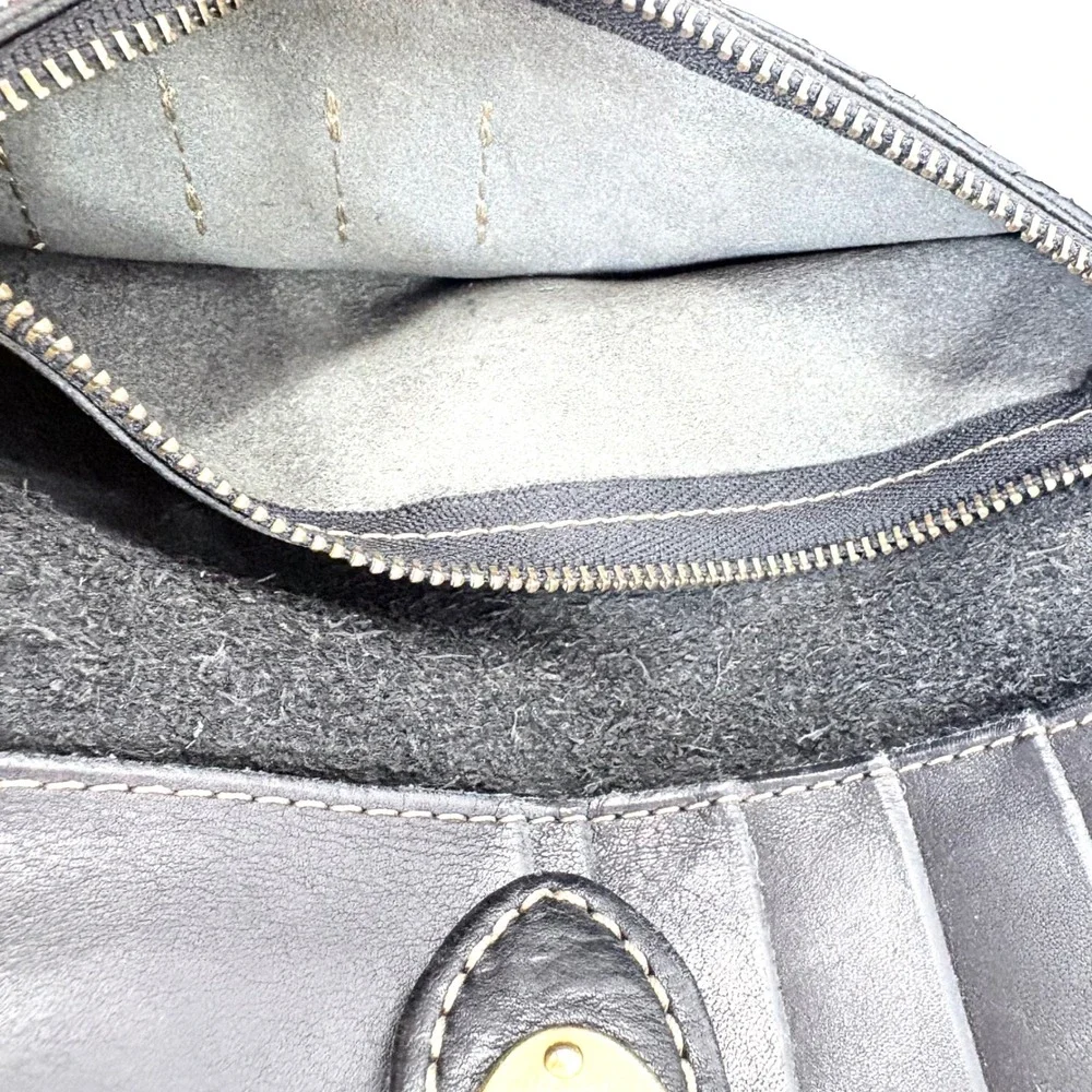 Fossil Wallet Clutch‎ Black White Arrow Print Leather Turnlock Bifold